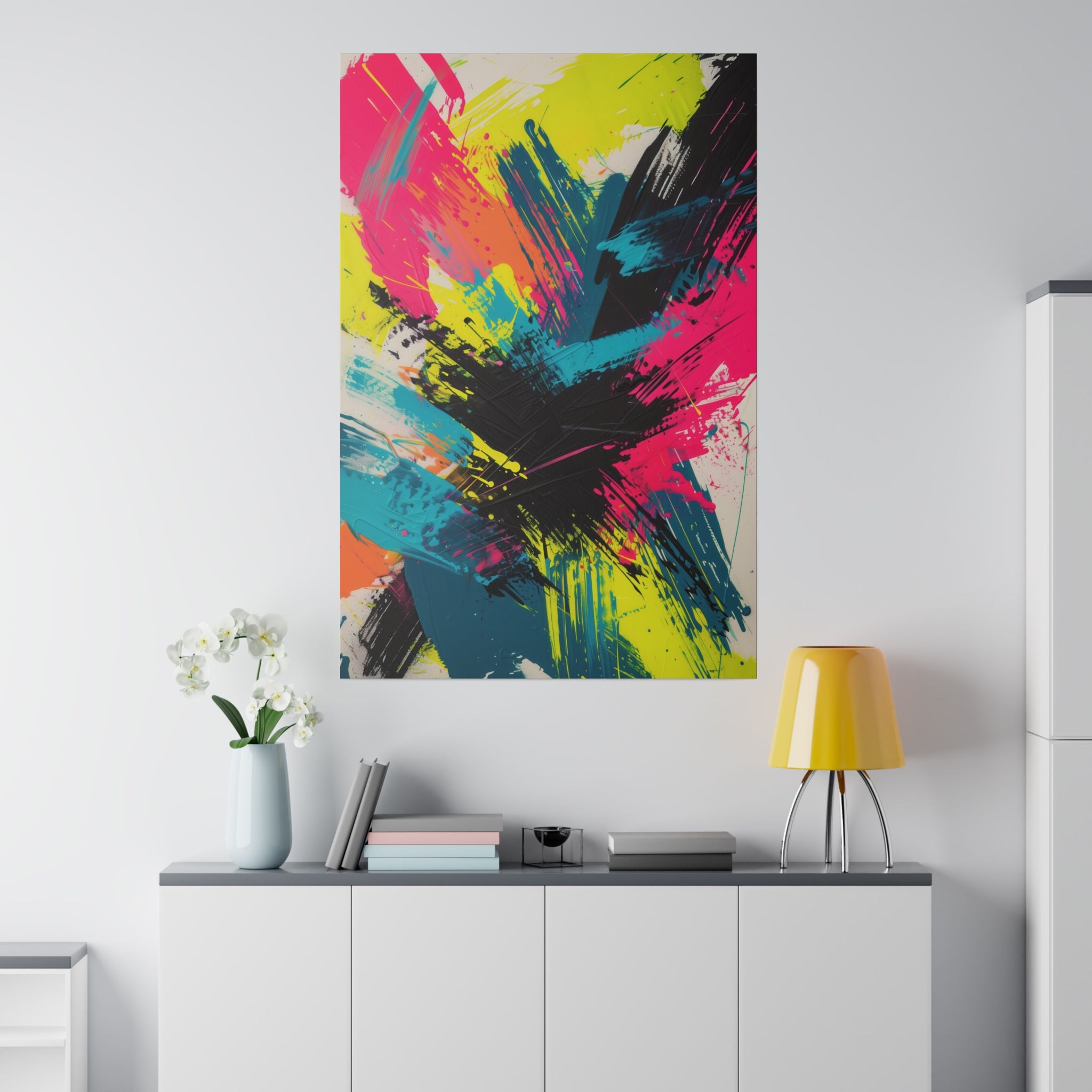 Neon Chaos - Abstract Wall Art - Vertical Canvas - WA235