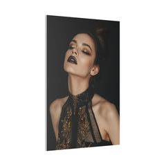 Dark Allure, Woman Portrait - Luxury Gold Themed Wall Art - Vertical Canvas - WA293