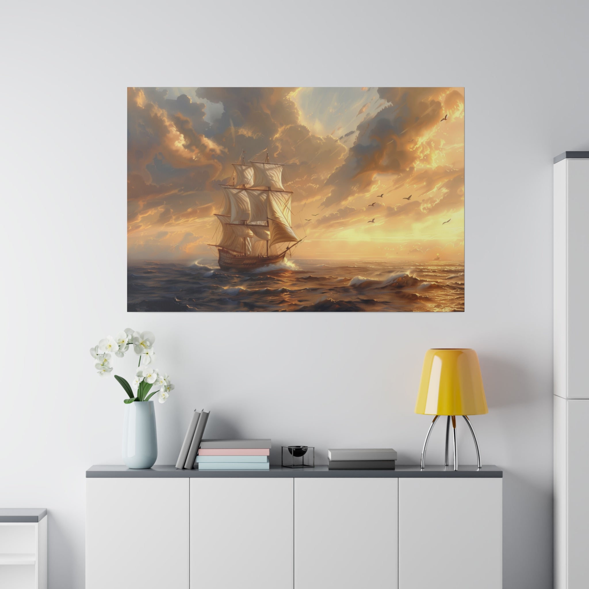 Ship Ocean Wall Art - Horizontal Canvas - WA180