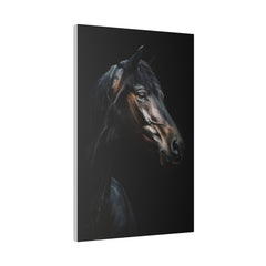 Black Majestic Horse - Wildlife Wall Art - Vertical Canvas - WA244