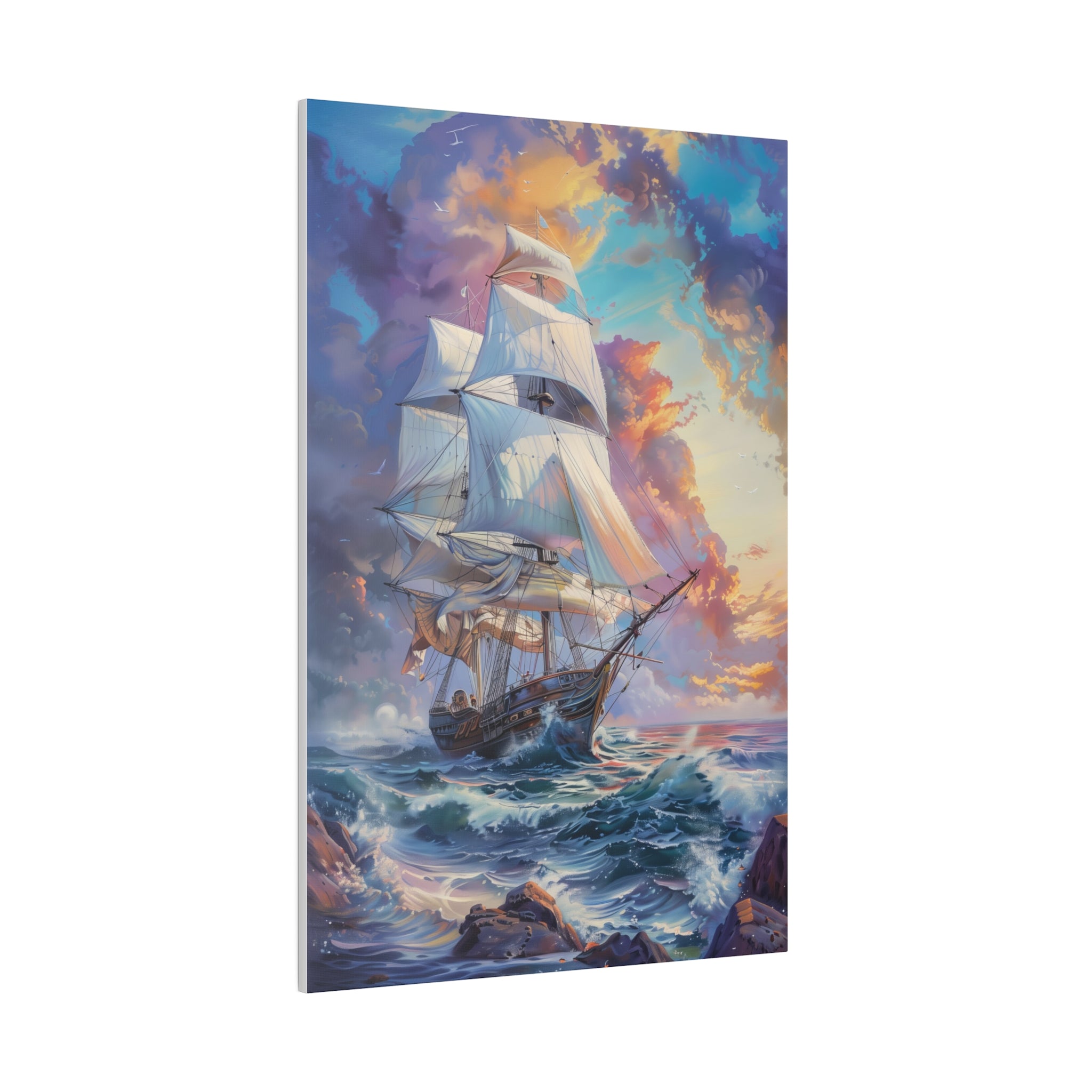 Ship on the Ocean Wall Art - Vertical Canvas - WA102