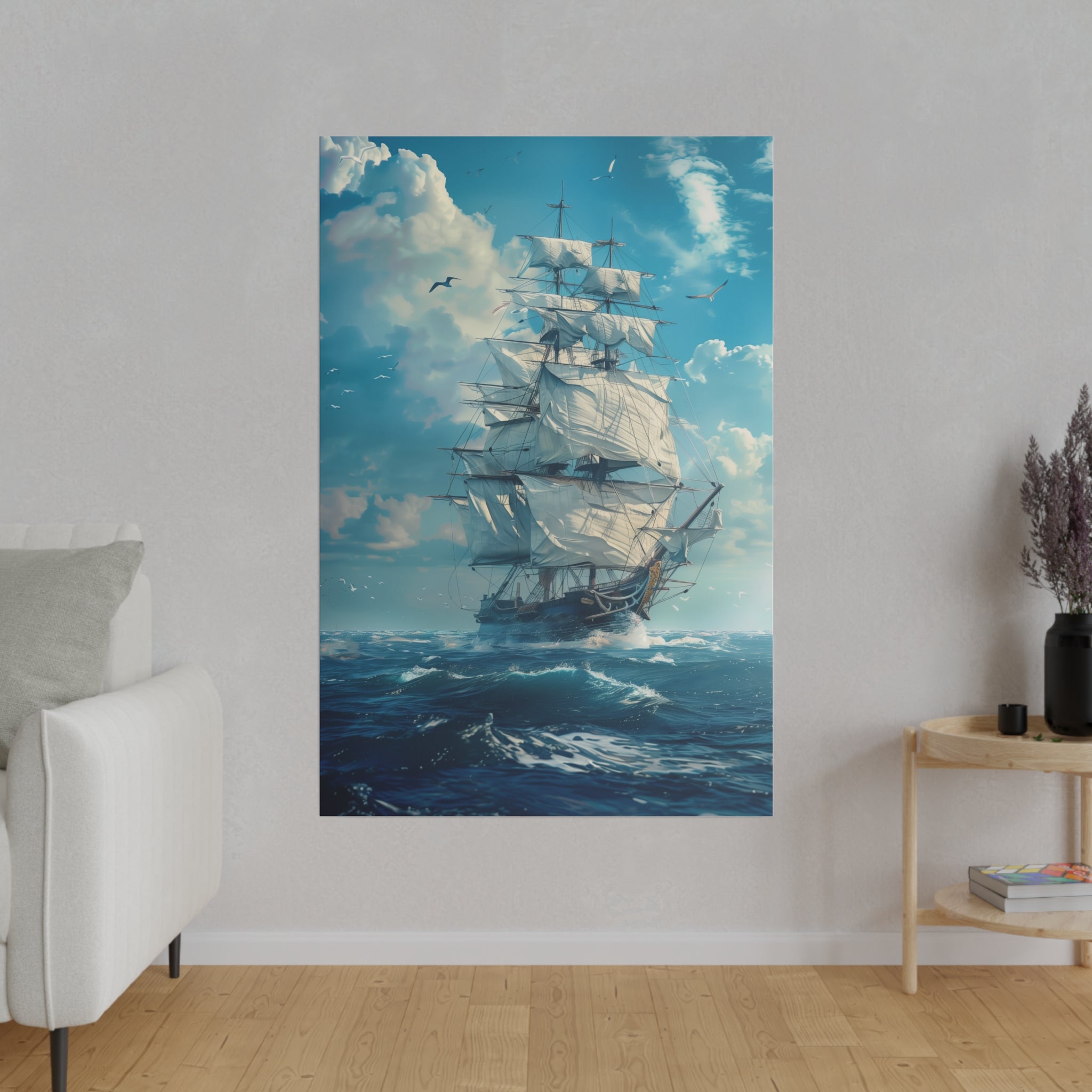 Ship on the Ocean Wall Art - Vertical Canvas - WA101