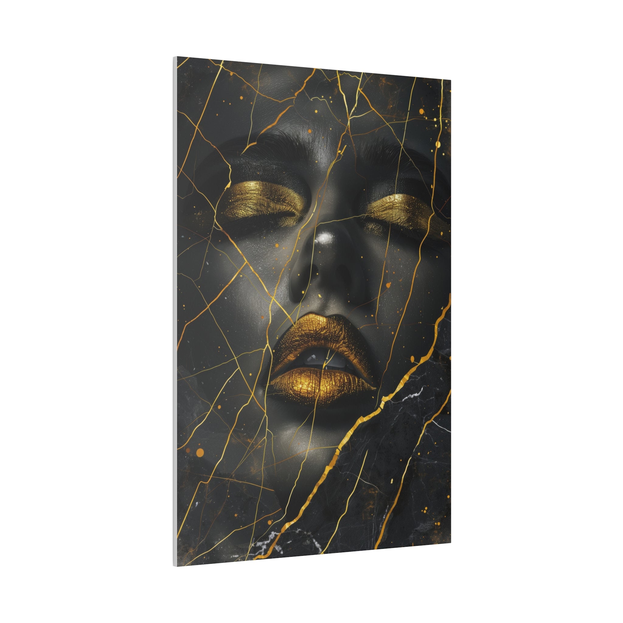 Shattered Gold, Woman Portrait - Luxury Gold Themed Wall Art - Vertical Canvas - WA307