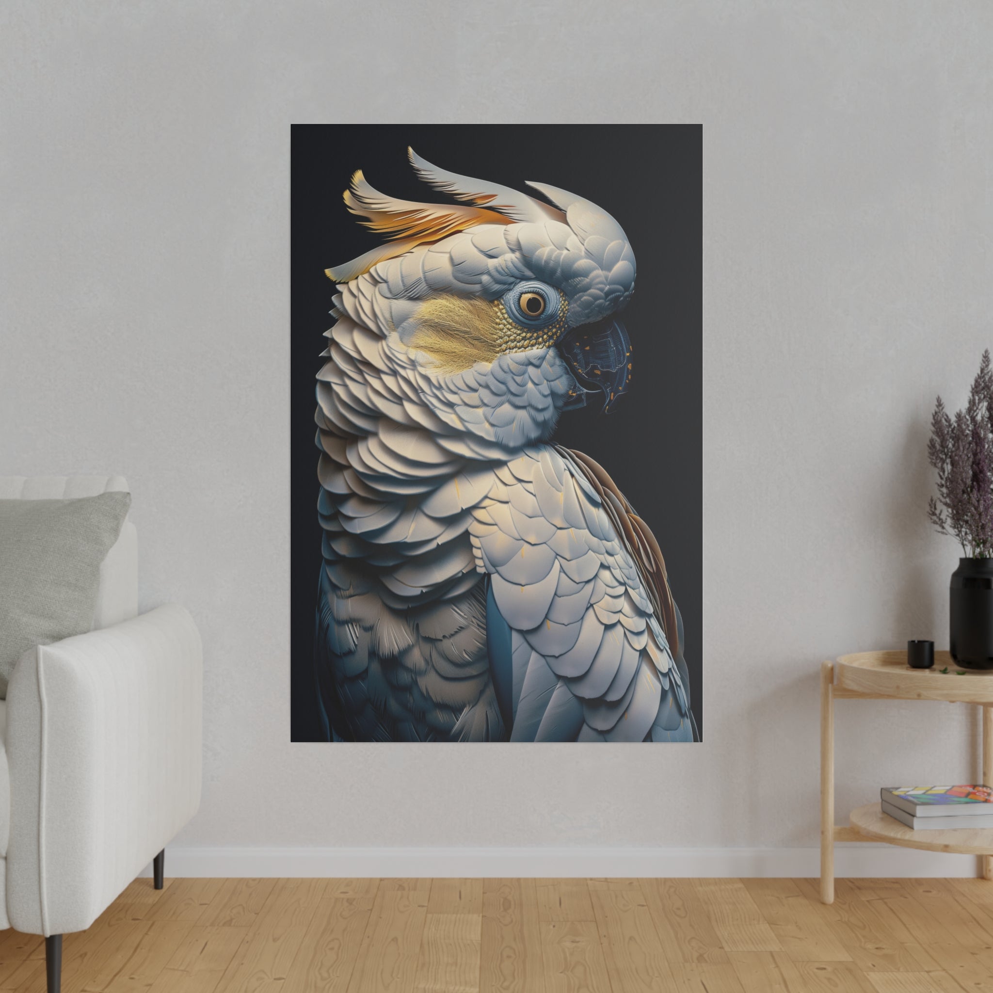 Golden Cockatoo Parrot - Wildlife Wall Art - Vertical Canvas - WA289