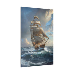 Ship on the Ocean Wall Art - Vertical Canvas - WA100