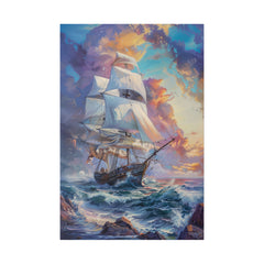 Ship on the Ocean Wall Art - Vertical Canvas - WA102