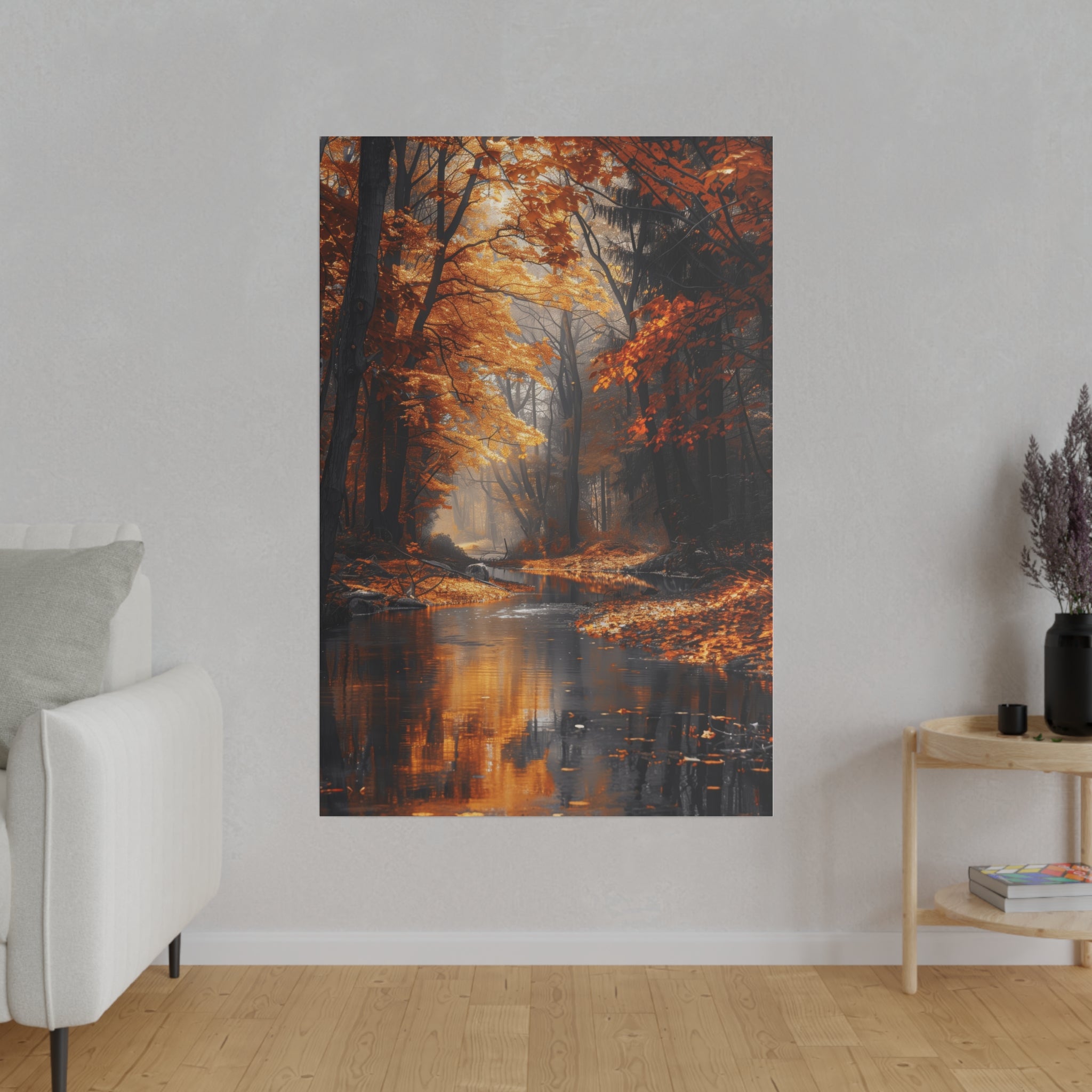 Tranquil Autumn Stream - Nature Wall Art - Vertical Canvas - WA314