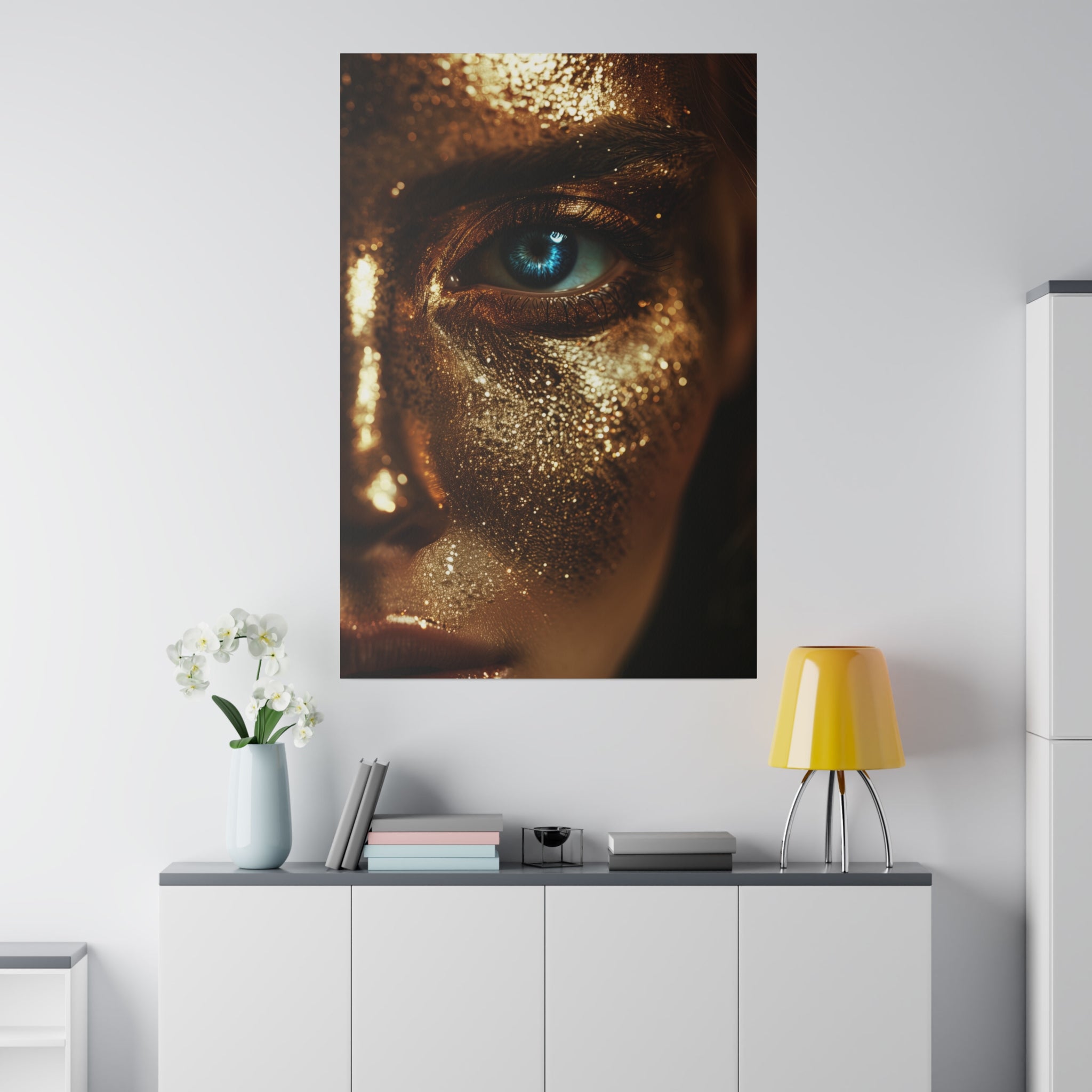 Mystical Beauty, Woman Portrait - Luxury Gold Themed Wall Art - Vertical Canvas - WA300