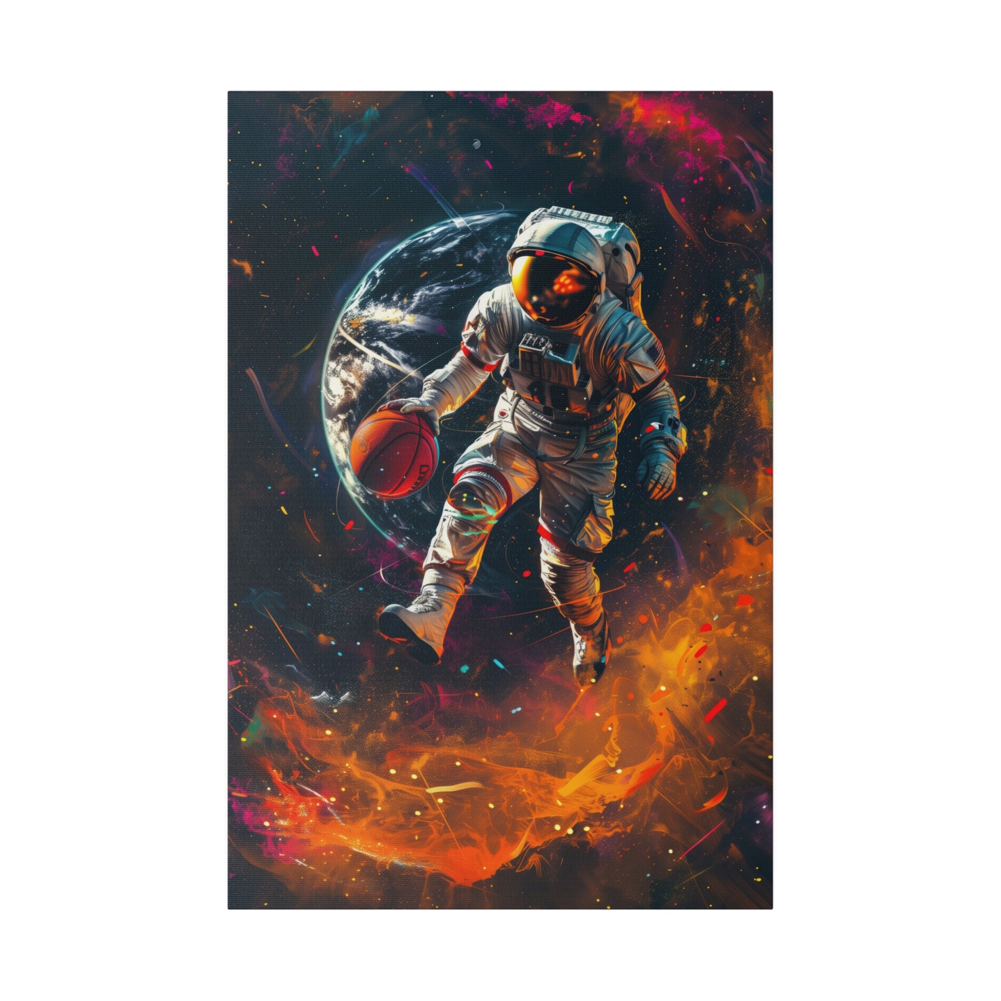 Basketball Player in Space Wall Art - Vertical Canvas - WA117