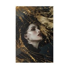 A Splash of Gold, Woman Portrait - Luxury Gold Themed Wall Art - Vertical Canvas - WA297