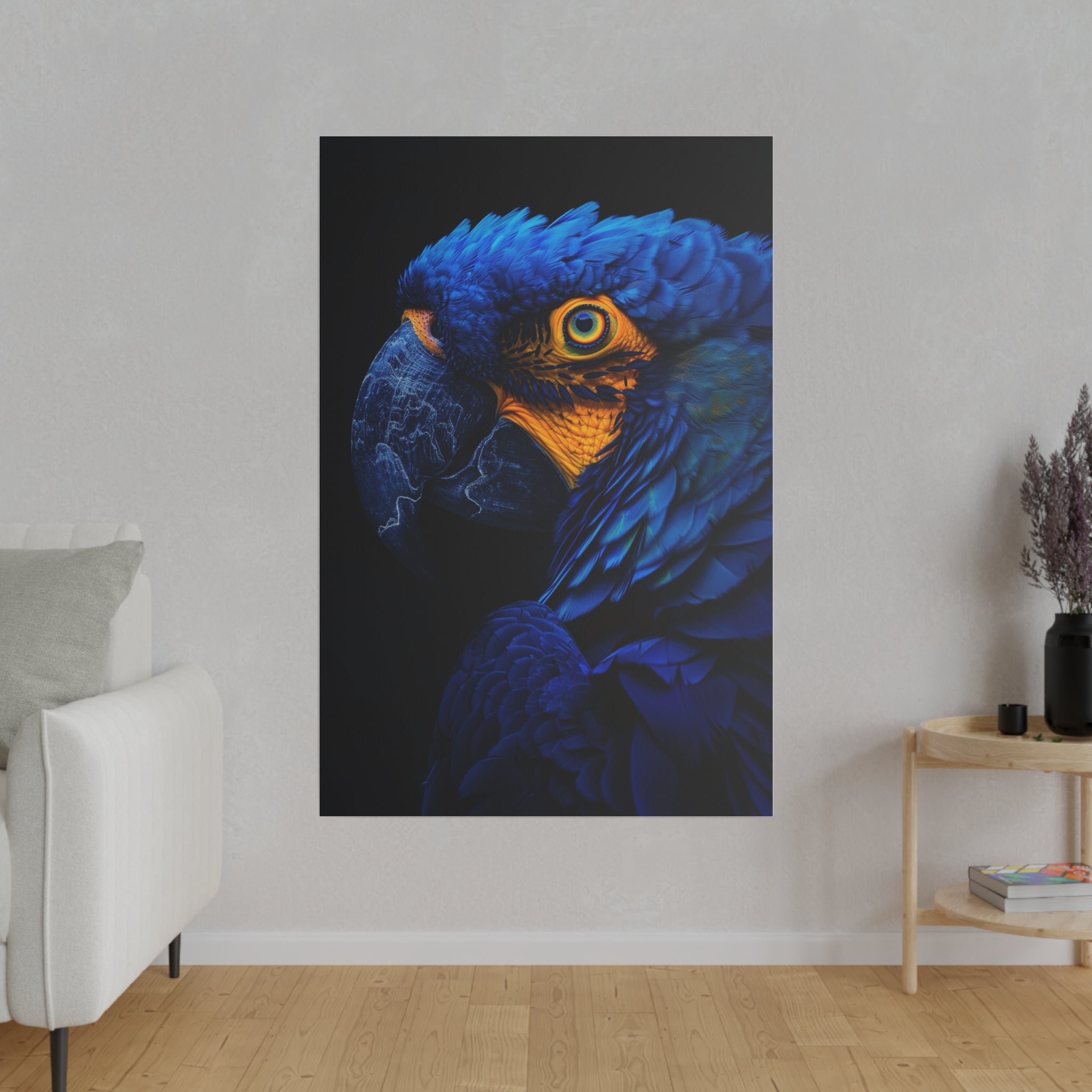 Vibrant Blue Parrot - Wildlife Wall Art - Vertical Canvas - WA291