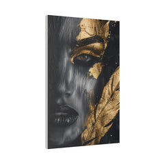 Painted Beauty, Woman Portrait - Luxury Gold Themed Wall Art - Vertical Canvas - WA296