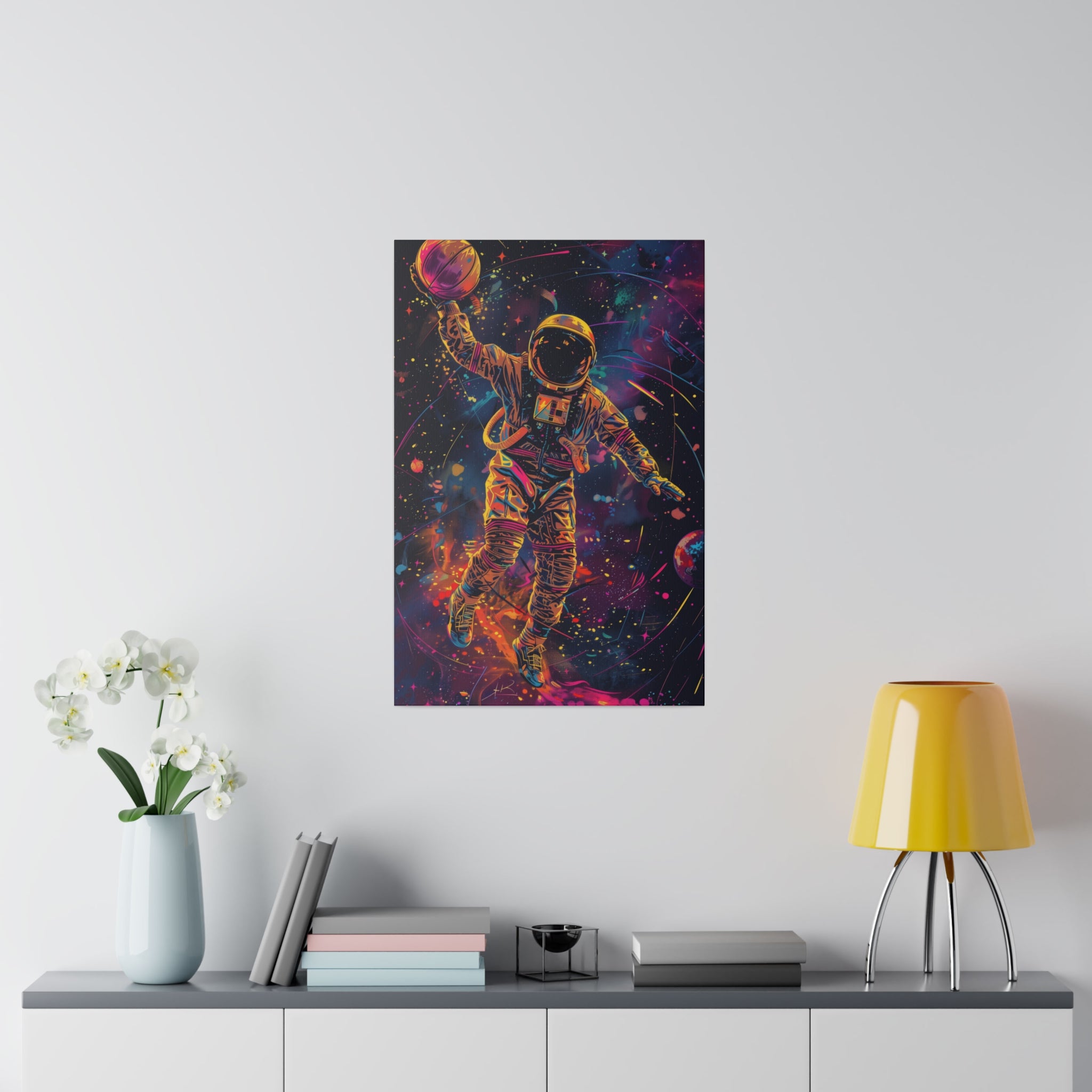 Basketball Player in Space Wall Art - Vertical Canvas - WA118