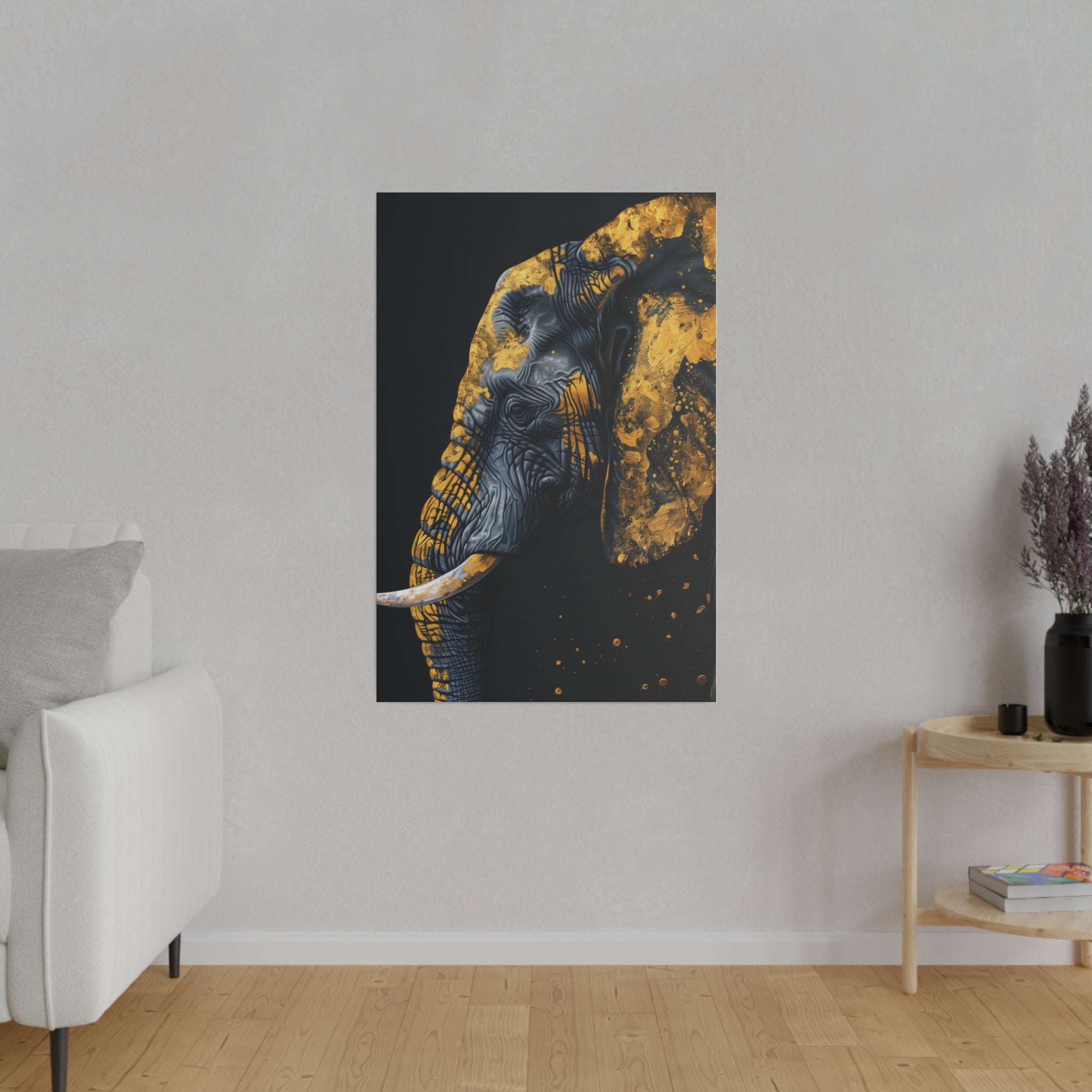 Elder Golden Elephant - Wildlife Wall Art - Vertical Canvas - WA273