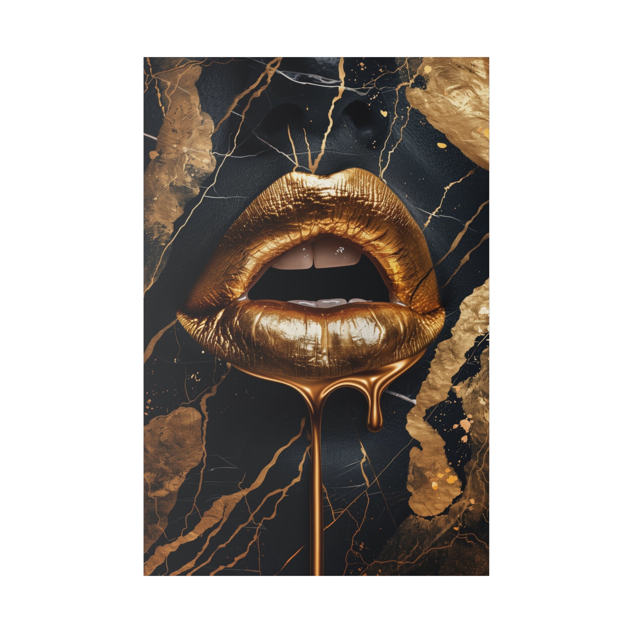 Dripping Golden Lips - Luxury Themed Canvas - Vertical Canvas - WA67