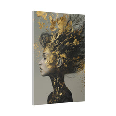 Radiant Muse, Woman Portrait - Luxury Gold Themed Wall Art - Vertical Canvas - WA302