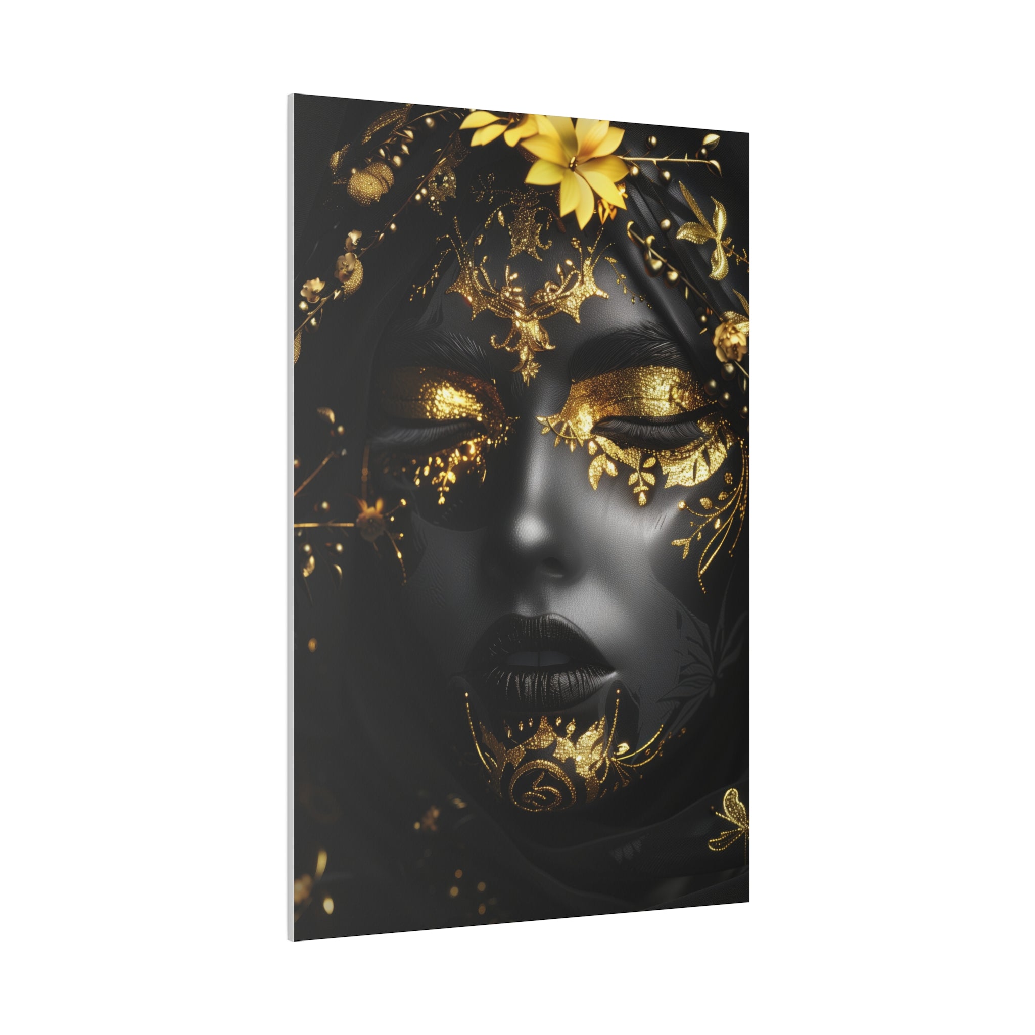 Golden Brilliance, Woman Portrait - Luxury Gold Themed Wall Art - Vertical Canvas - WA312