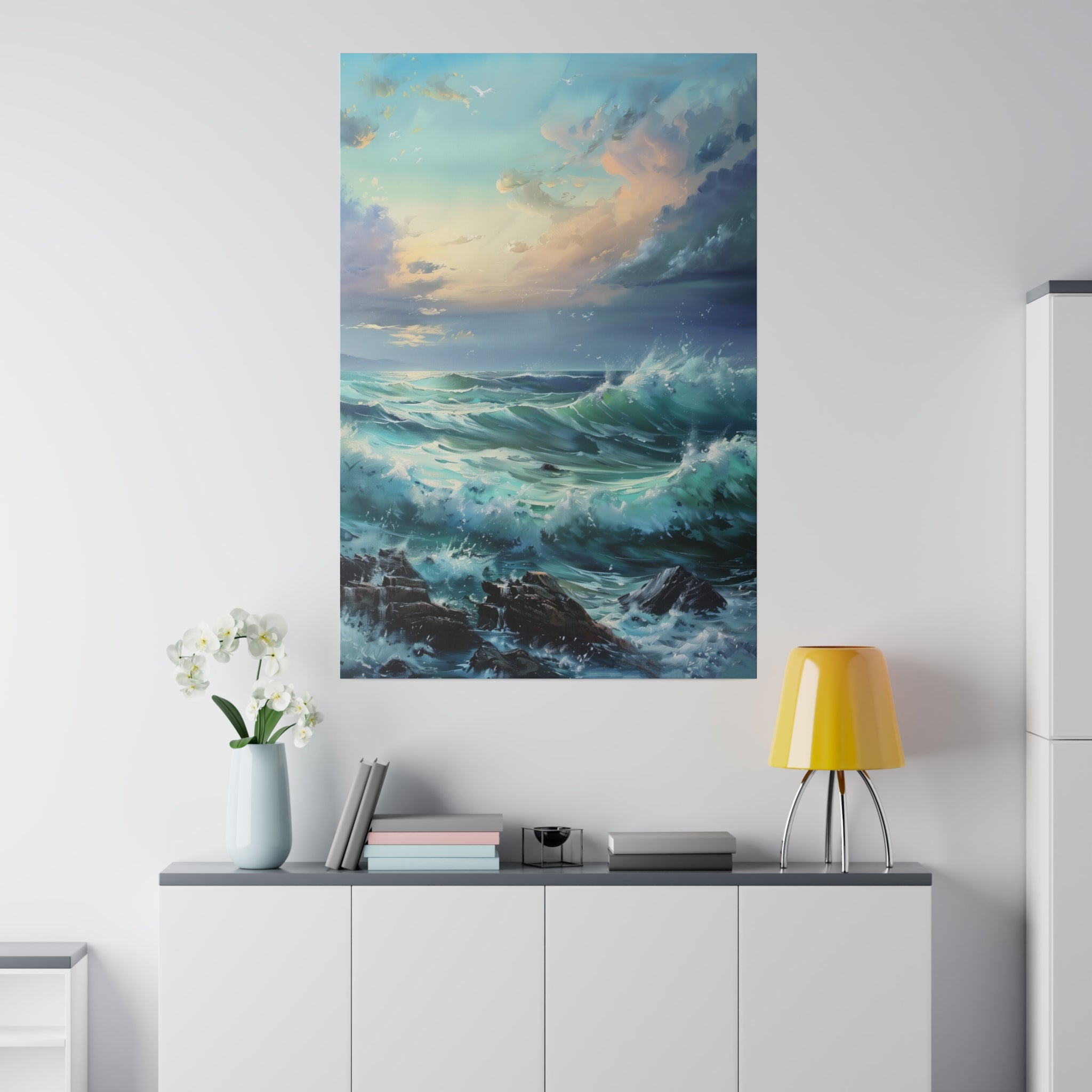 Ocean Waves Wall Art - Vertical Canvas - WA98