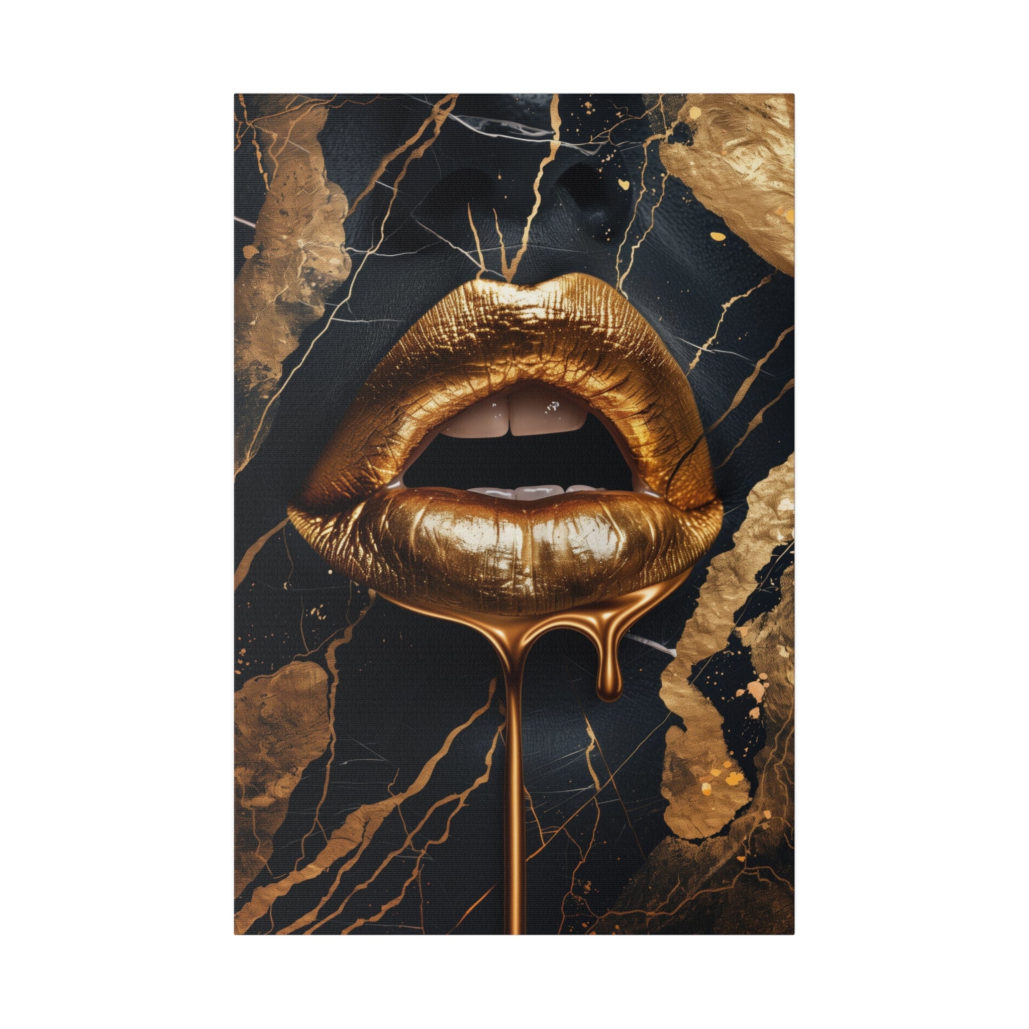 Dripping Golden Lips - Luxury Themed Canvas - Vertical Canvas - WA67