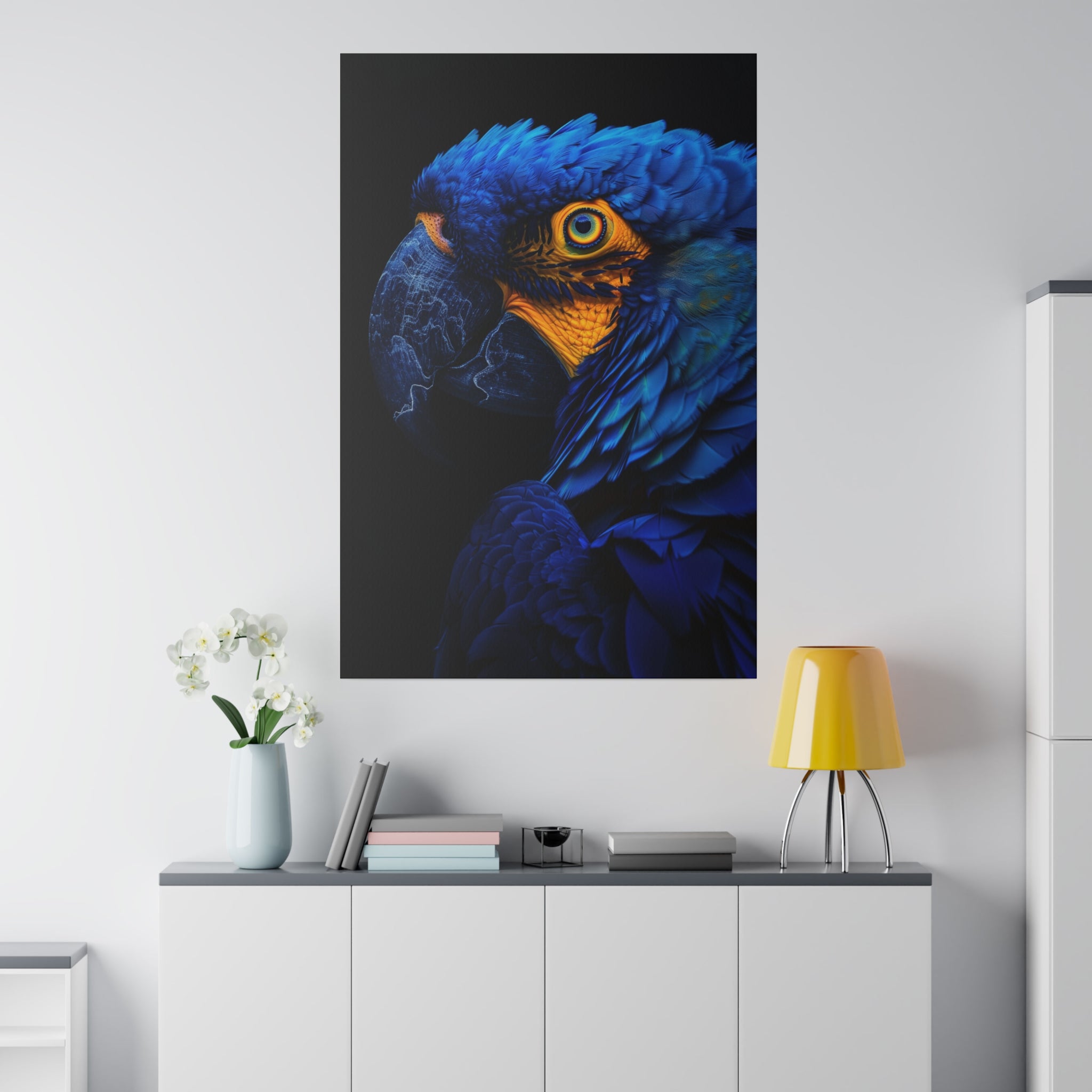 Vibrant Blue Parrot - Wildlife Wall Art - Vertical Canvas - WA291