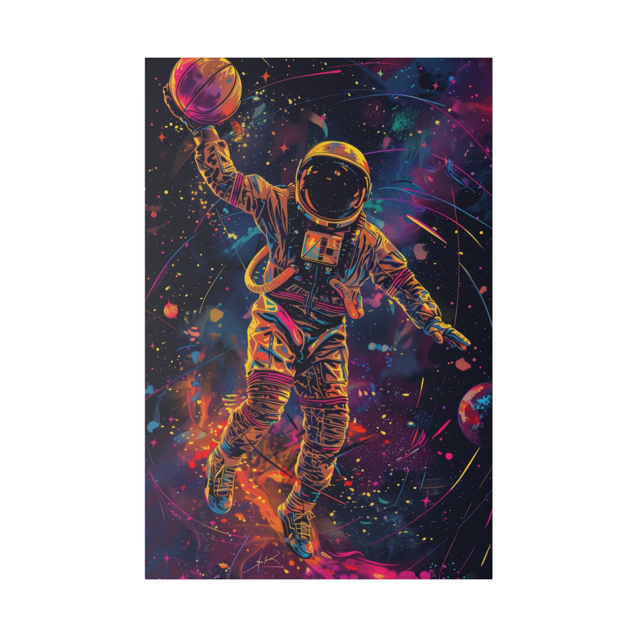 Basketball Player in Space Wall Art - Vertical Canvas - WA118