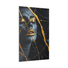 Veins of Gold, Woman Portrait - Luxury Gold Themed Wall Art - Vertical Canvas - WA305