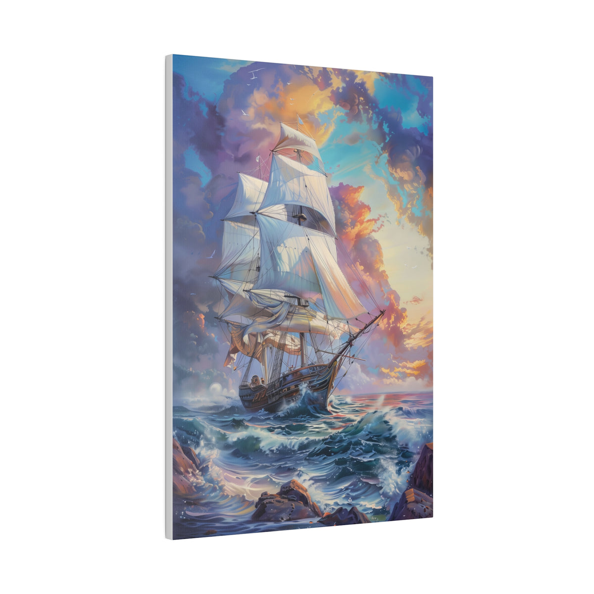 Ship on the Ocean Wall Art - Vertical Canvas - WA102