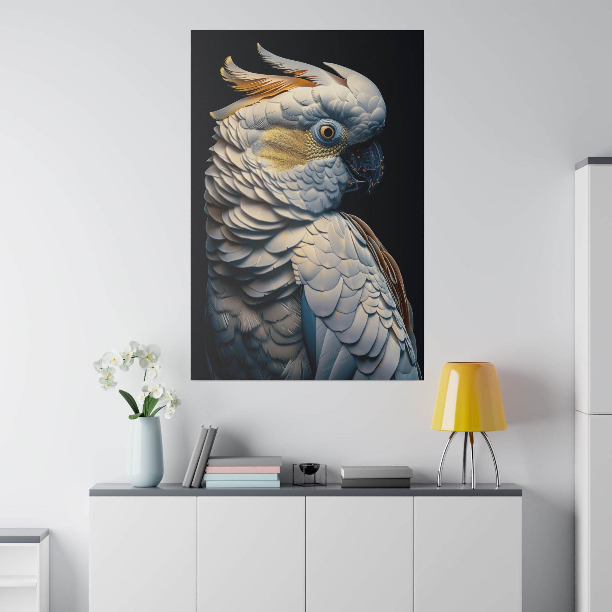 Golden Cockatoo Parrot - Wildlife Wall Art - Vertical Canvas - WA289