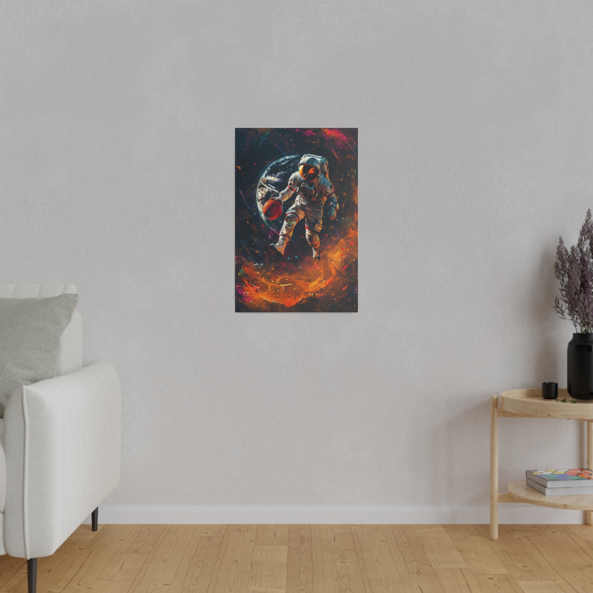 Basketball Player in Space Wall Art - Vertical Canvas - WA117