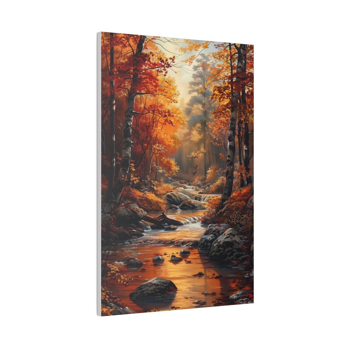 Serene Autumn Stream - Nature Wall Art - Vertical Canvas - WA313