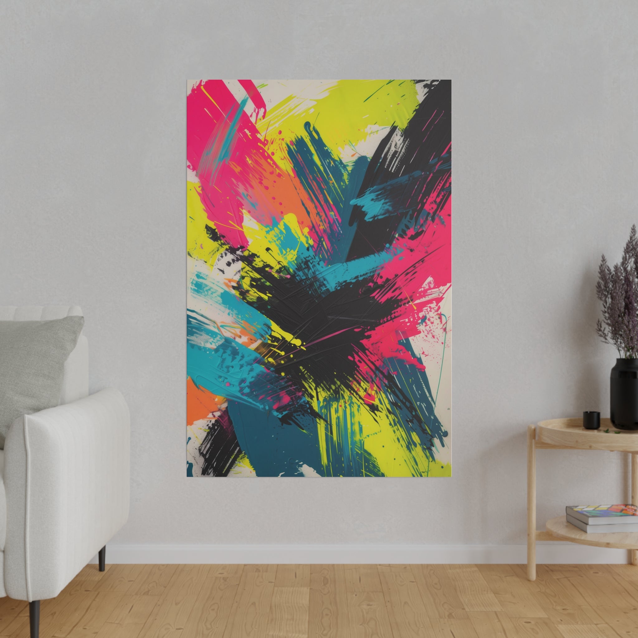 Neon Chaos - Abstract Wall Art - Vertical Canvas - WA235