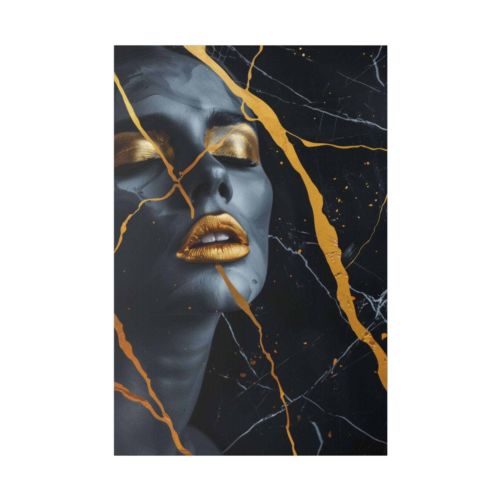 Veins of Gold, Woman Portrait - Luxury Gold Themed Wall Art - Vertical Canvas - WA305