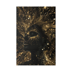 Golden Lifeforce, Woman Portrait - Luxury Gold Themed Wall Art - Vertical Canvas - WA311