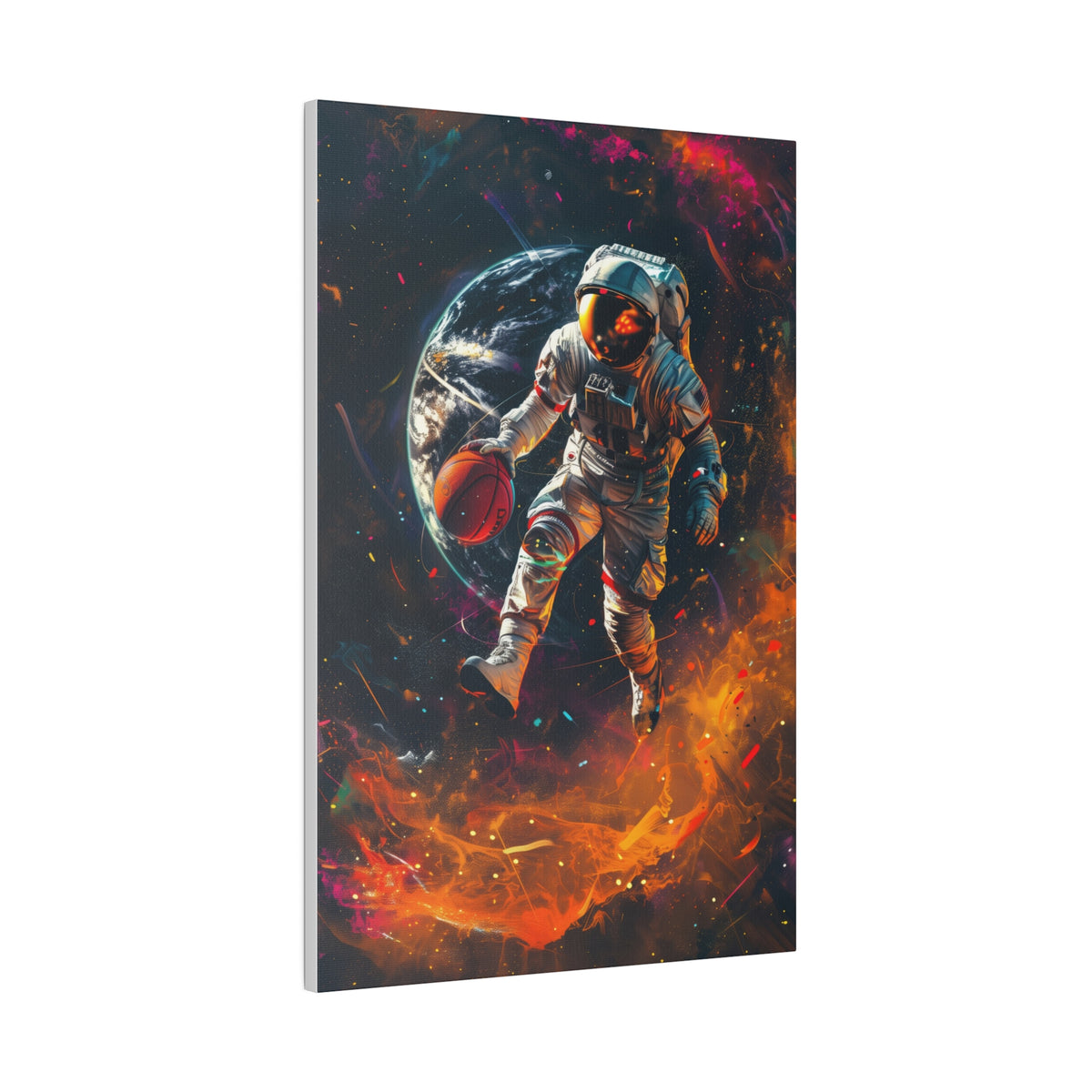 Basketball Player in Space Wall Art - Vertical Canvas - WA117