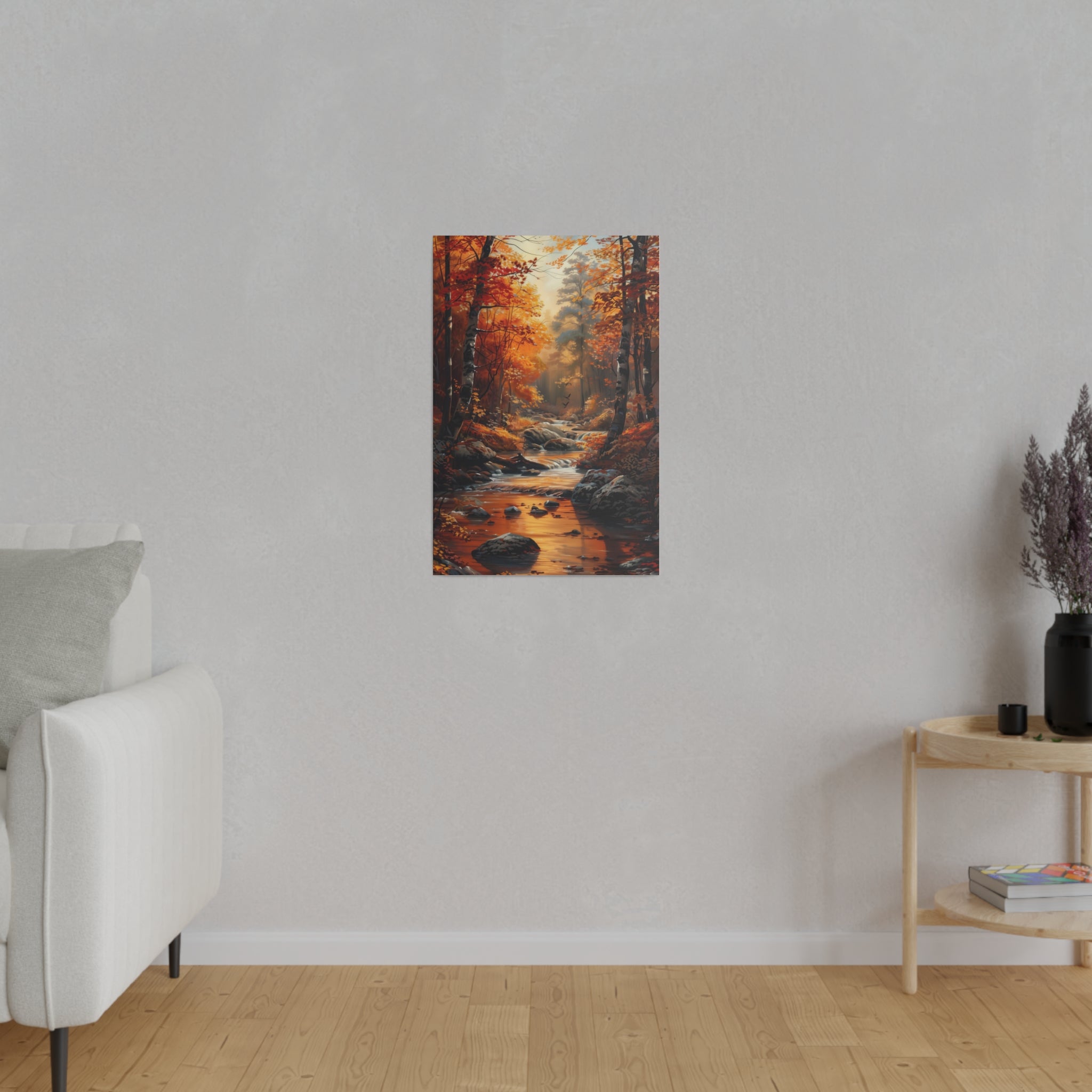 Serene Autumn Stream - Nature Wall Art - Vertical Canvas - WA313