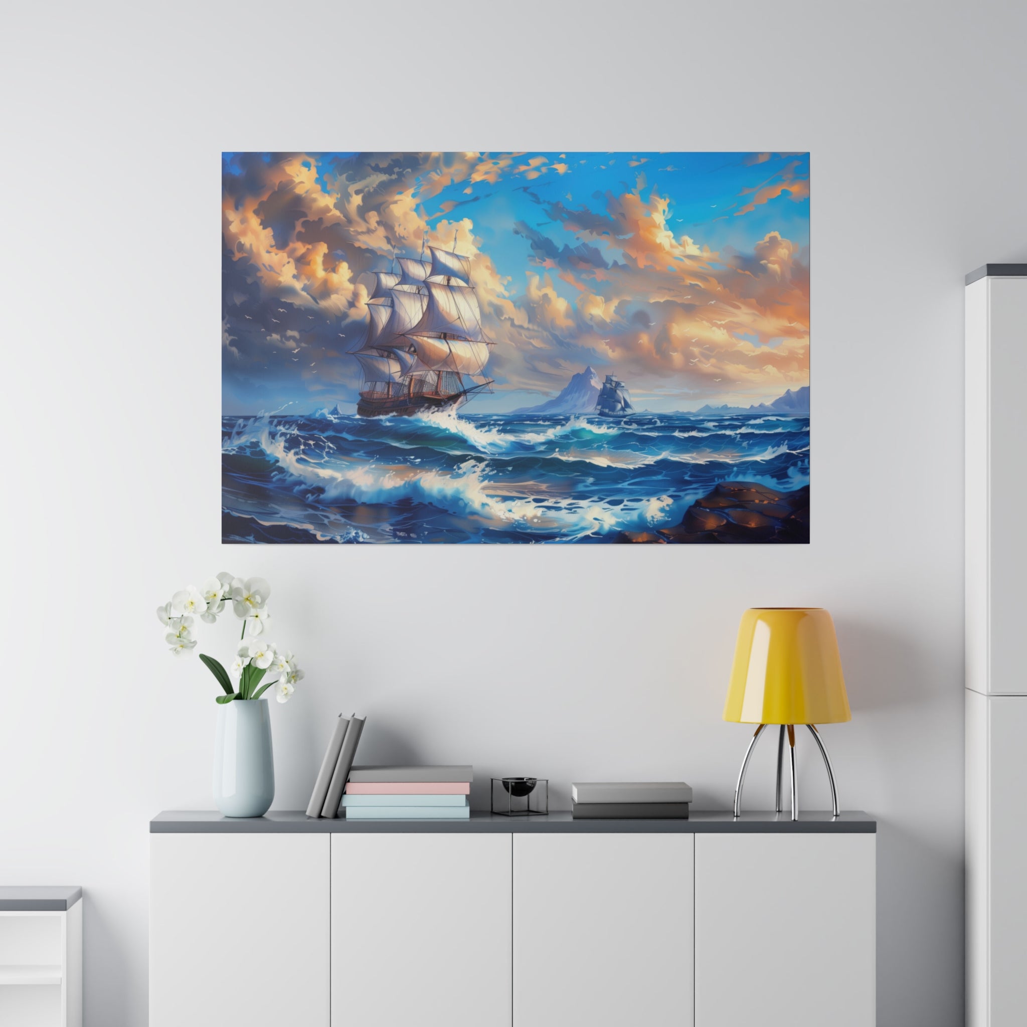 Ship Ocean Wall Art - Horizontal Canvas - WA179