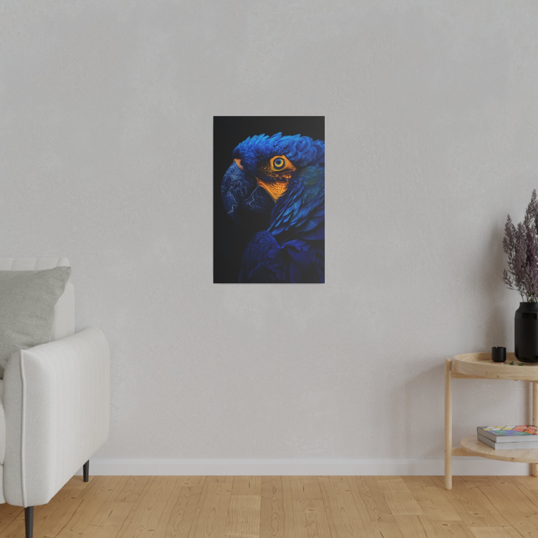 Vibrant Blue Parrot - Wildlife Wall Art - Vertical Canvas - WA291