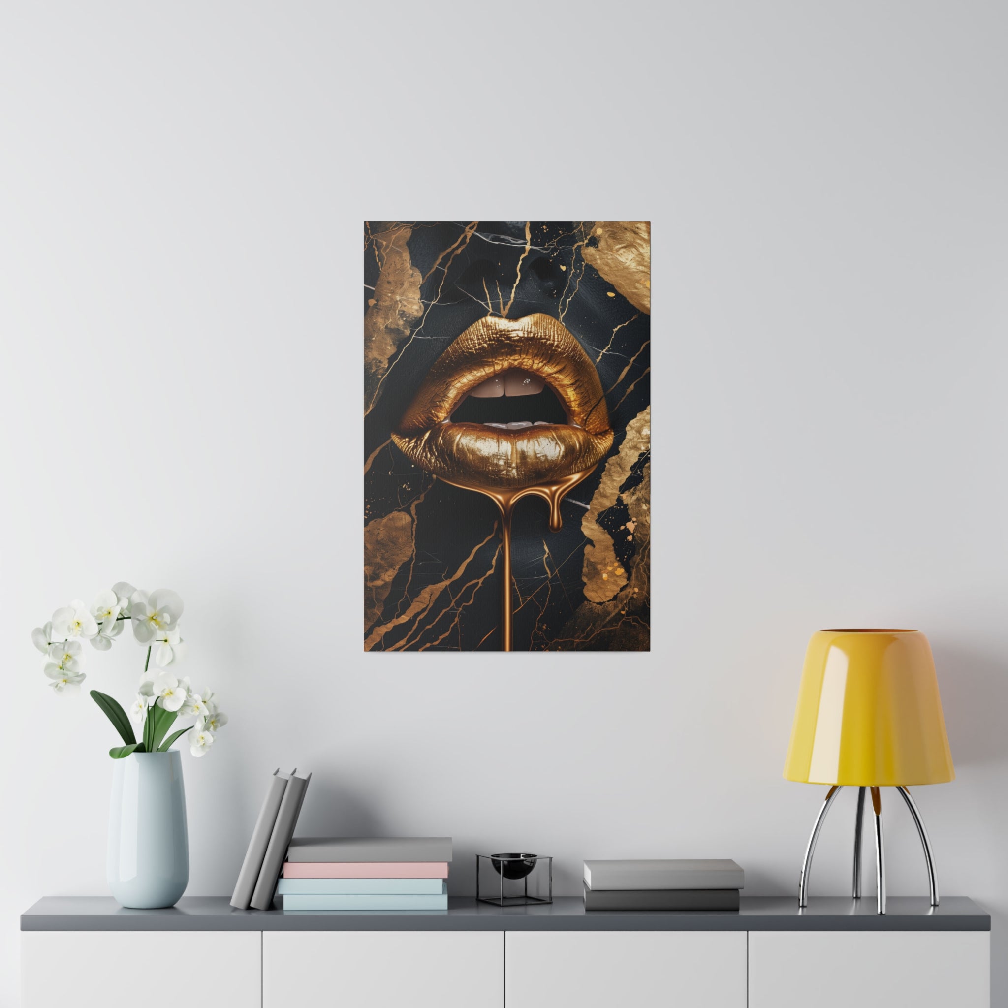 Dripping Golden Lips - Luxury Themed Canvas - Vertical Canvas - WA67