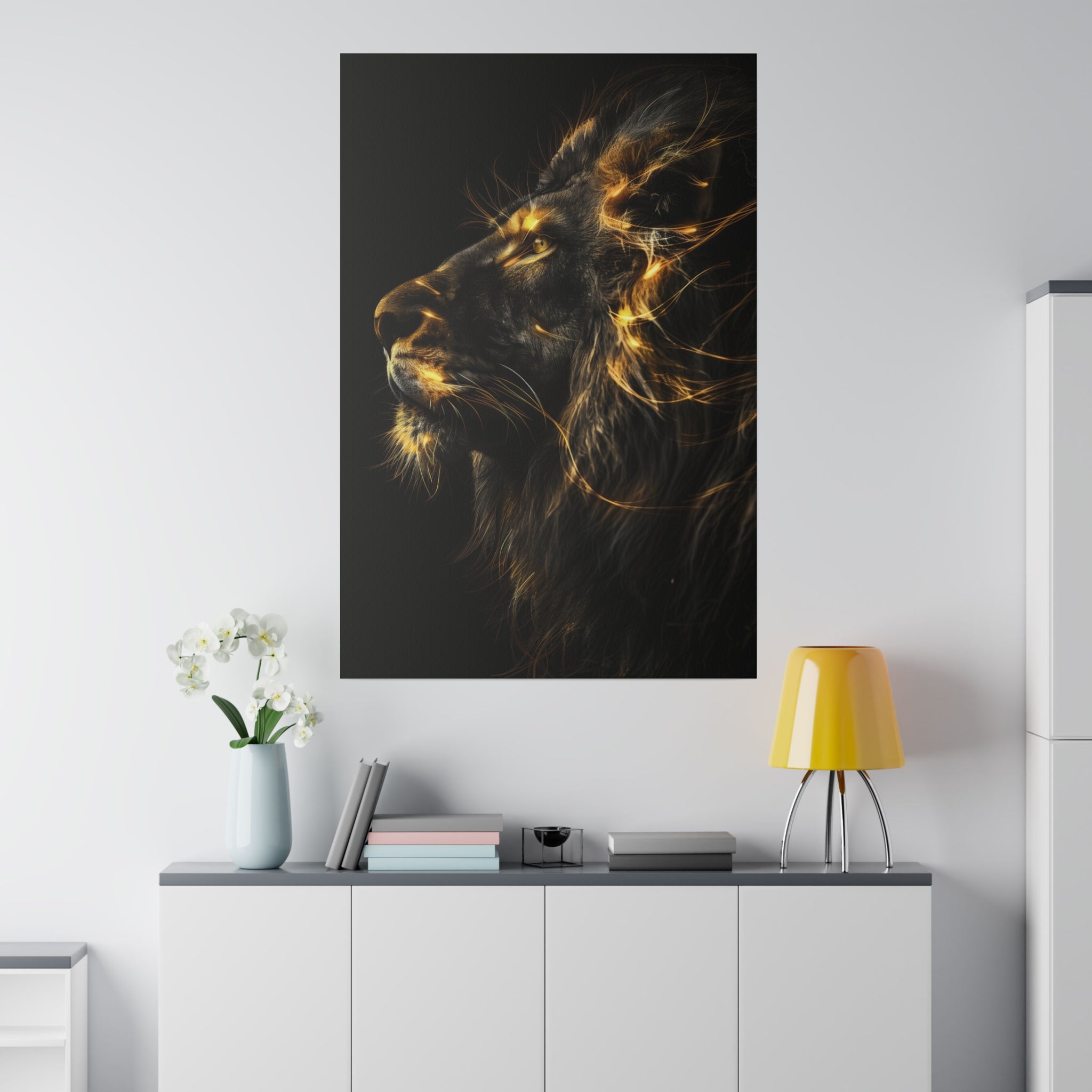 Luminous Lion - Wildlife Wall Art - Vertical Canvas - WA286