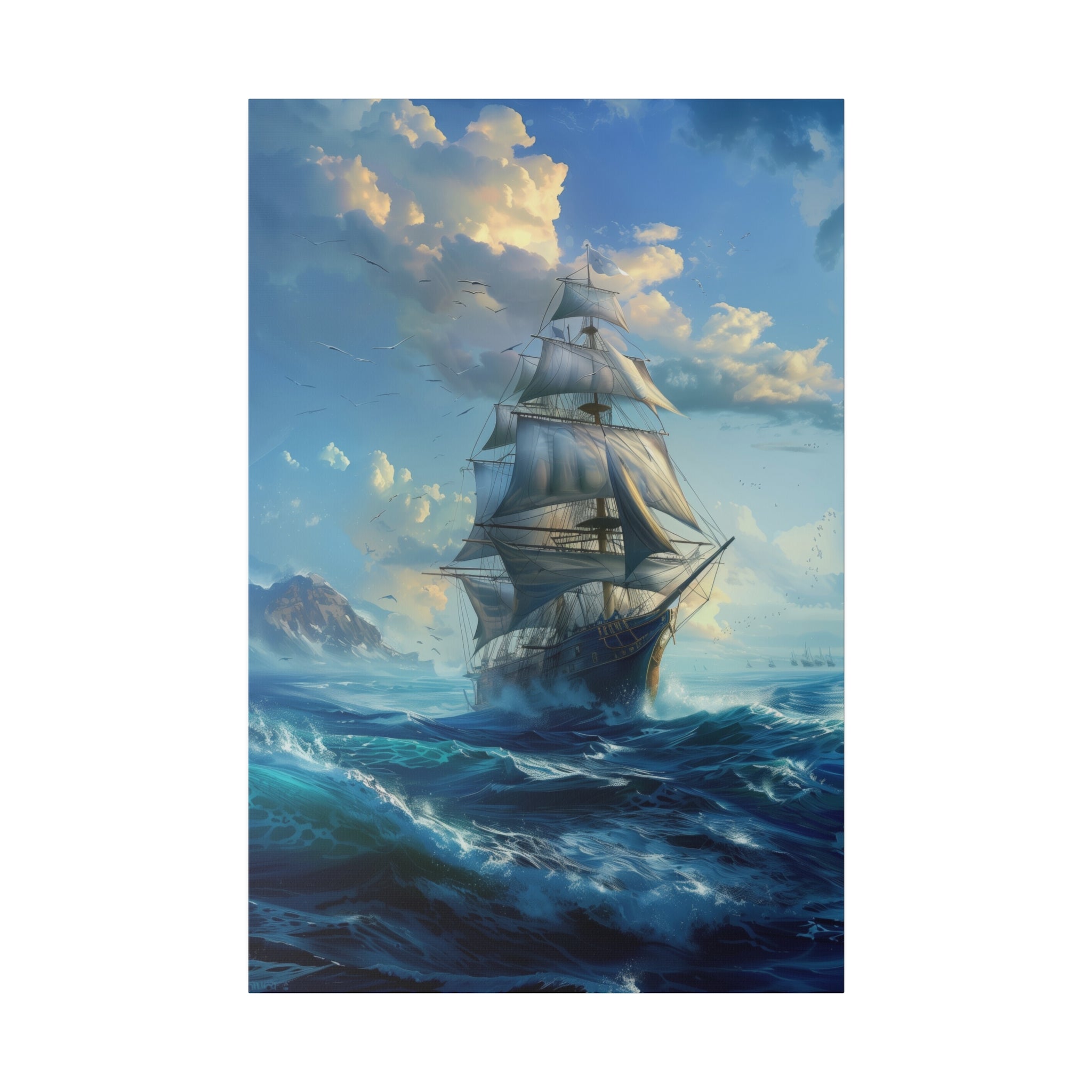 Ship on the Ocean Wall Art - Vertical Canvas - WA99