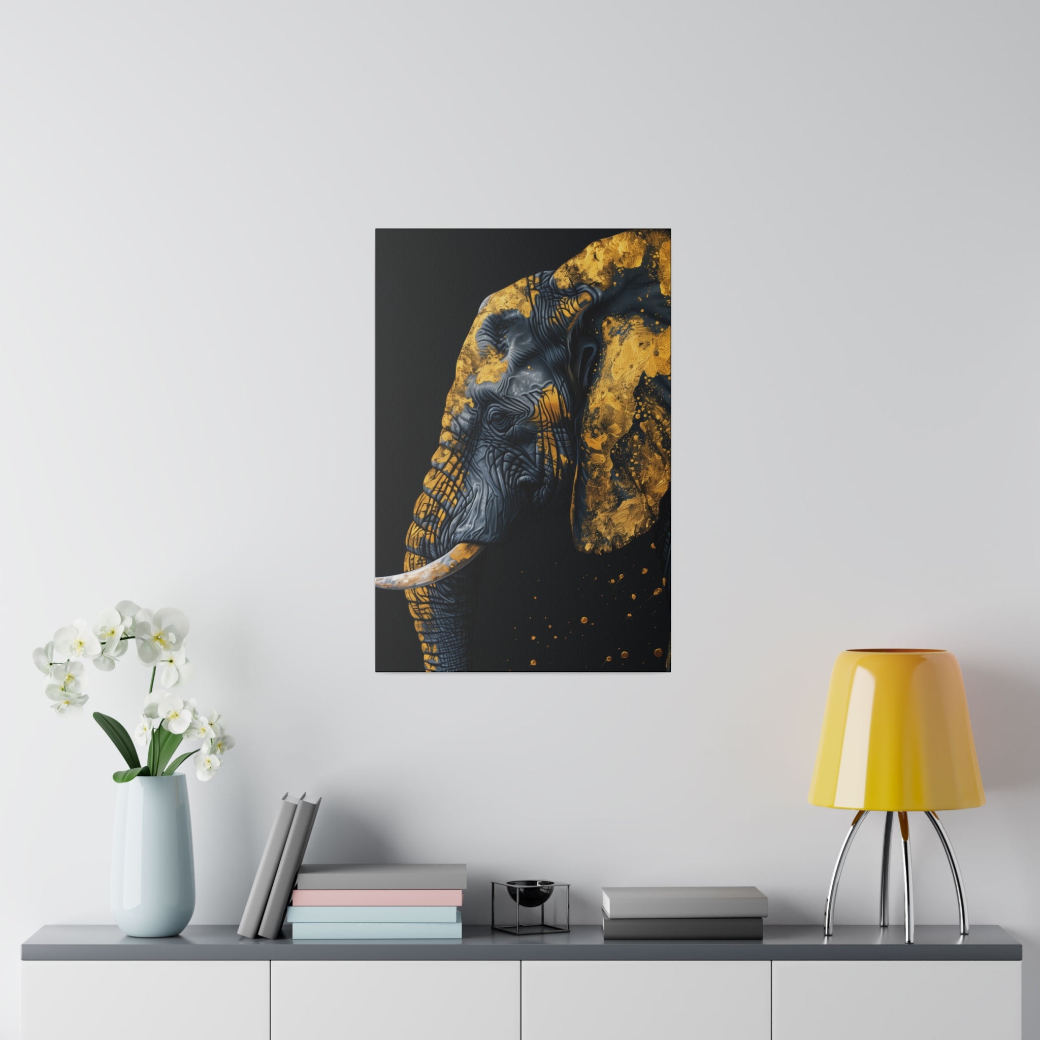 Elder Golden Elephant - Wildlife Wall Art - Vertical Canvas - WA273