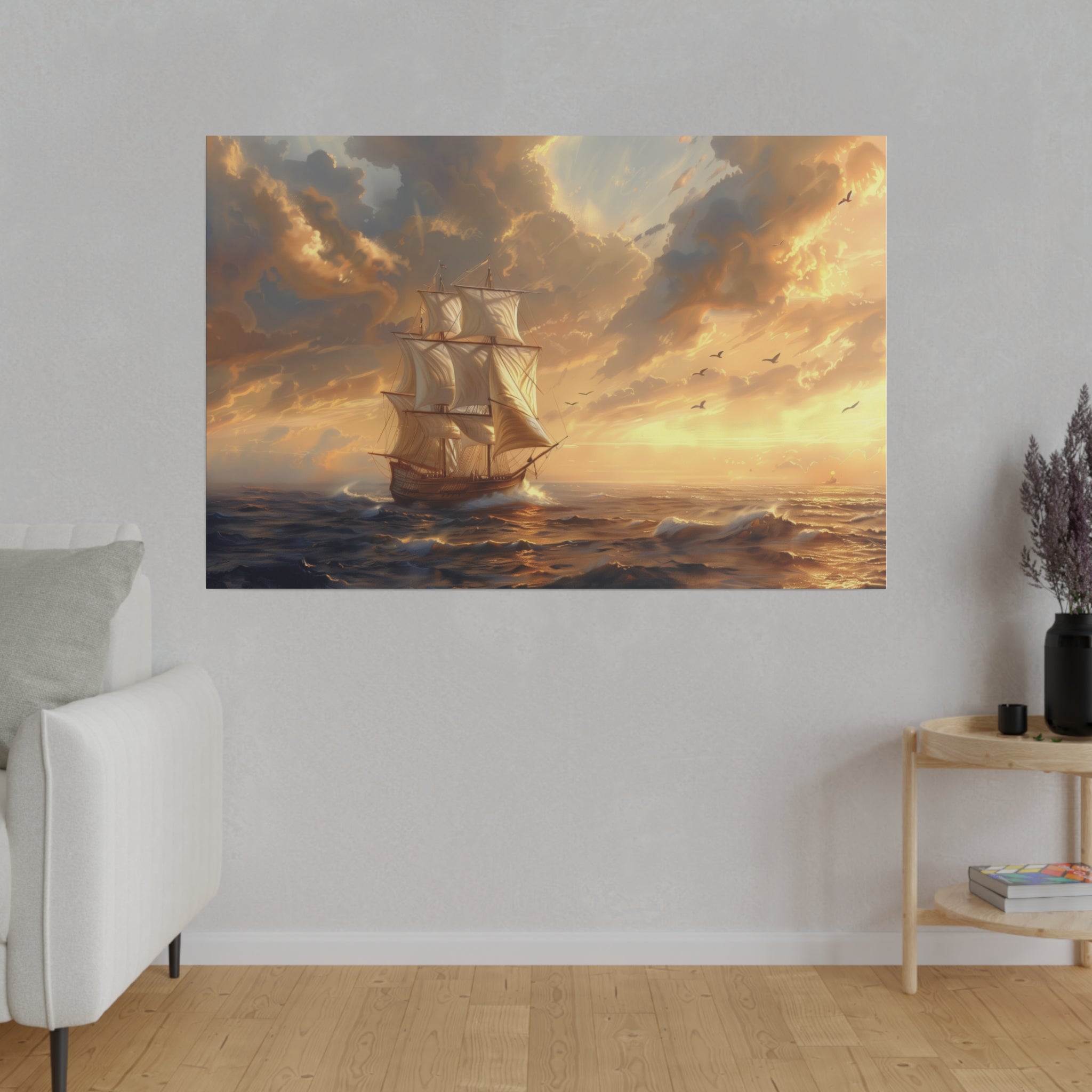 Ship Ocean Wall Art - Horizontal Canvas - WA180