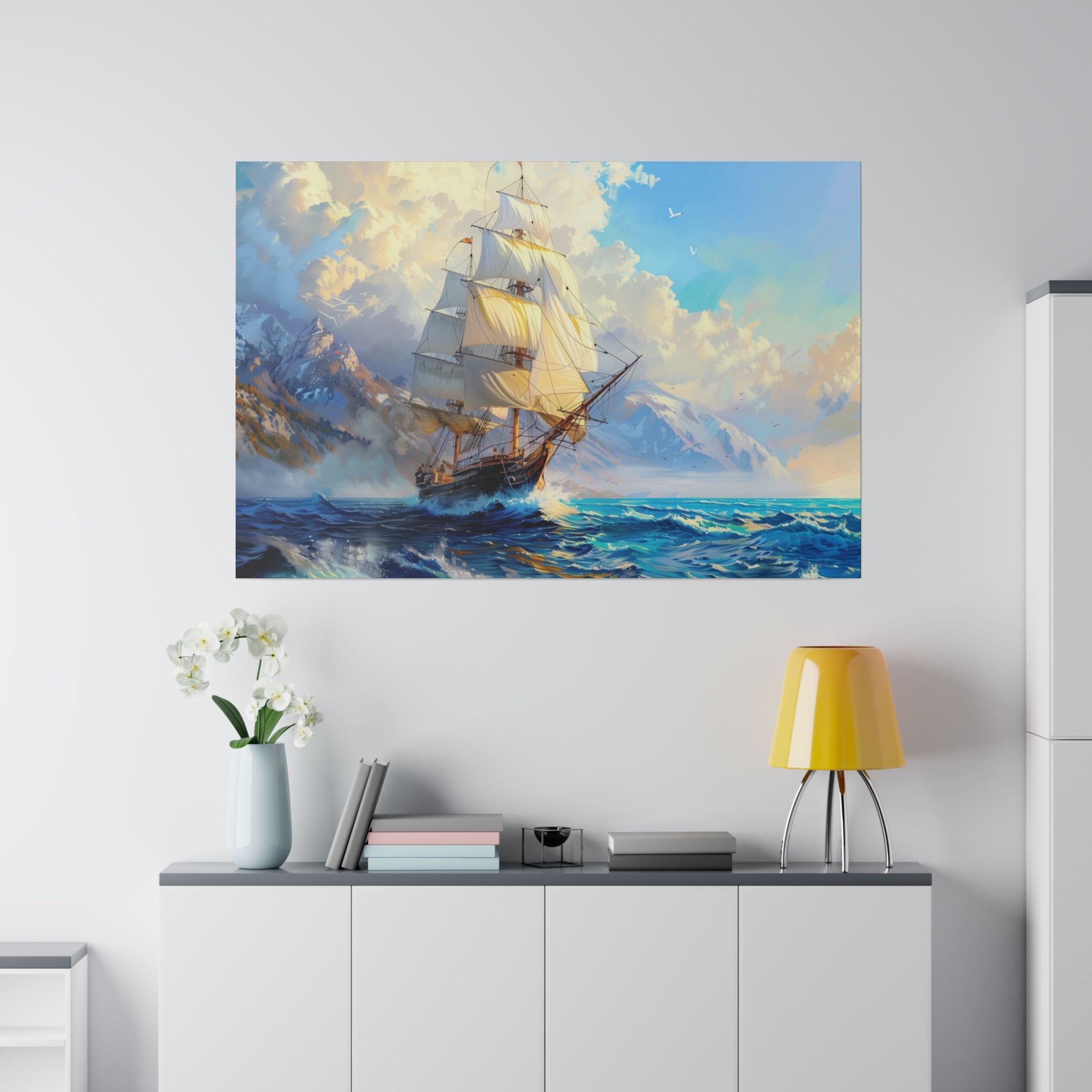 Ship Ocean Wall Art - Horizontal Canvas - WA178