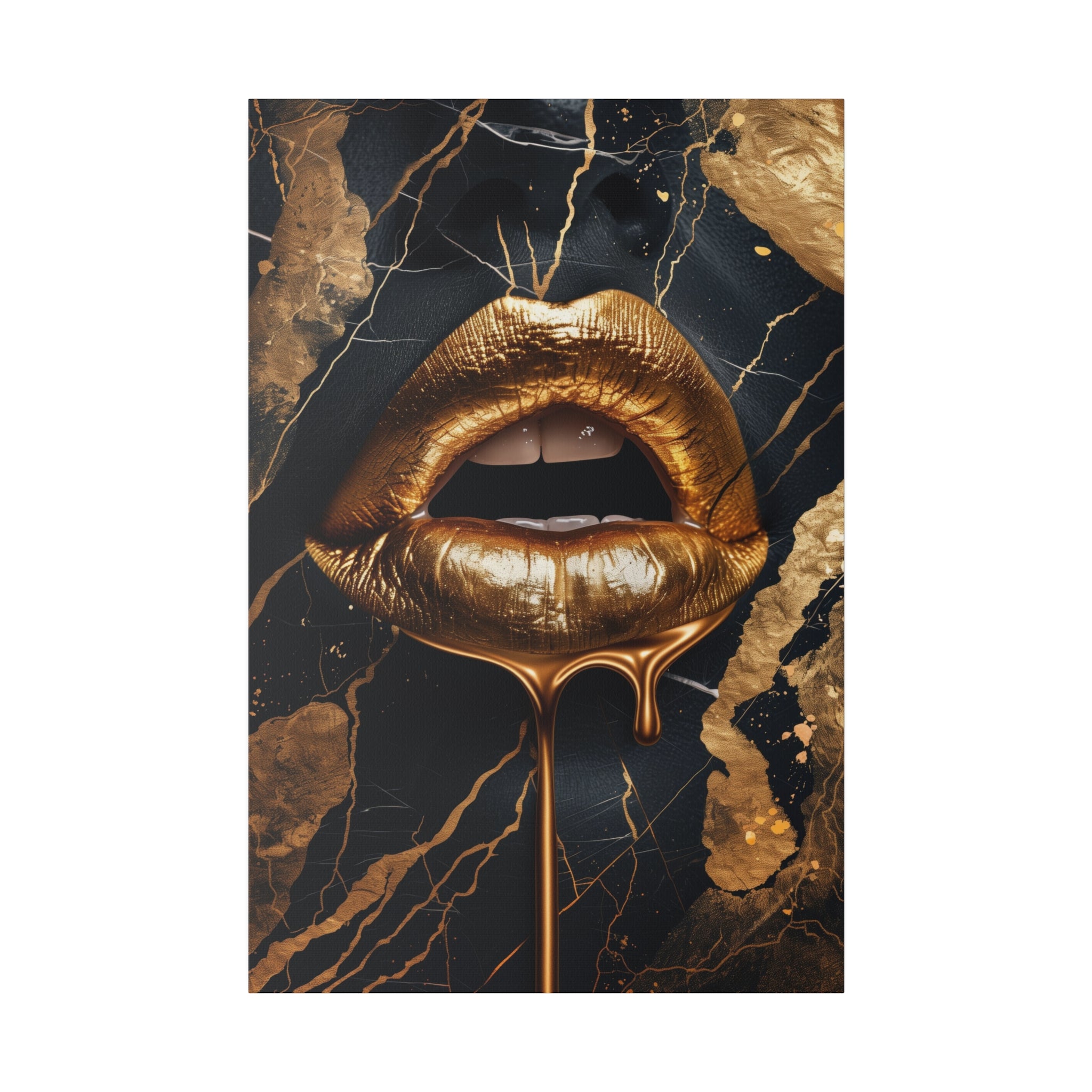 Dripping Golden Lips - Luxury Themed Canvas - Vertical Canvas - WA67