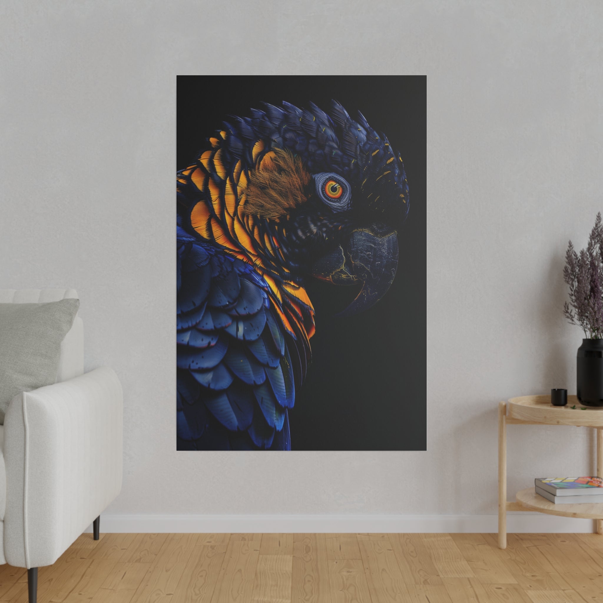 Dark Majestic Parrot - Wildlife Wall Art - Vertical Canvas - WA249