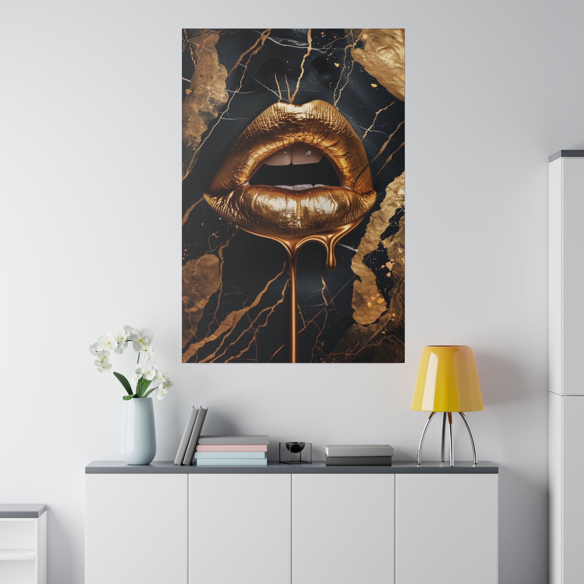 Dripping Golden Lips - Luxury Themed Canvas - Vertical Canvas - WA67