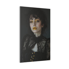 Enigmatic Glamour, Woman Portrait - Luxury Gold Themed Wall Art - Vertical Canvas - WA304