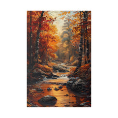 Serene Autumn Stream - Nature Wall Art - Vertical Canvas - WA313