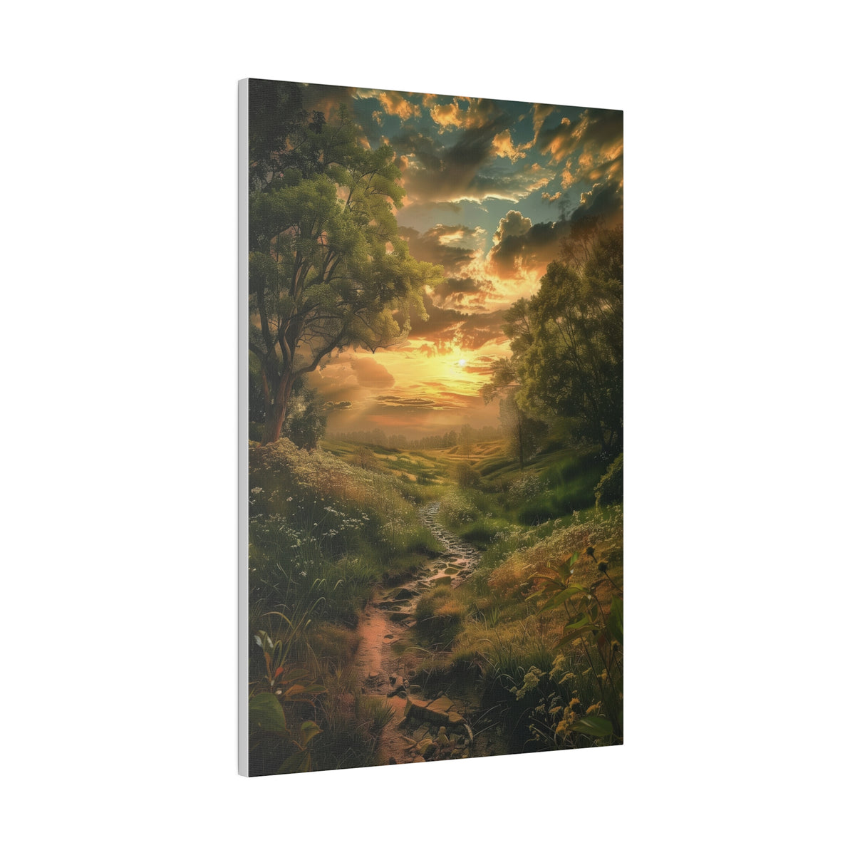 Golden Sunset Stream - Nature Wall Art - Vertical Canvas - WA326