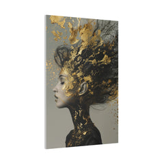 Radiant Muse, Woman Portrait - Luxury Gold Themed Wall Art - Vertical Canvas - WA302